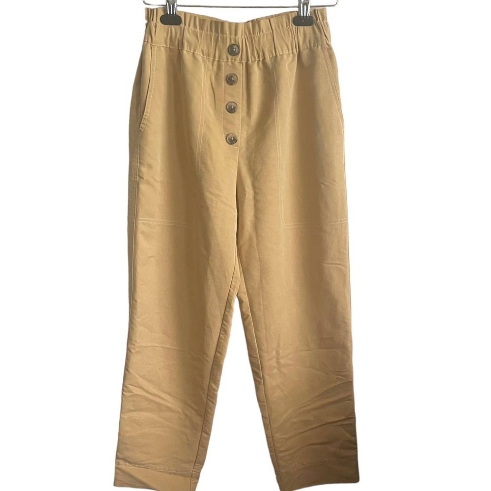 Zara‎ Women Coastal Grandma Paperbag Pants S Butter Yellow Minimalist High Rise